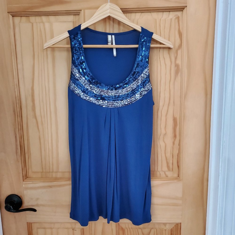 Kische Blue Sequin Sleeveless Top